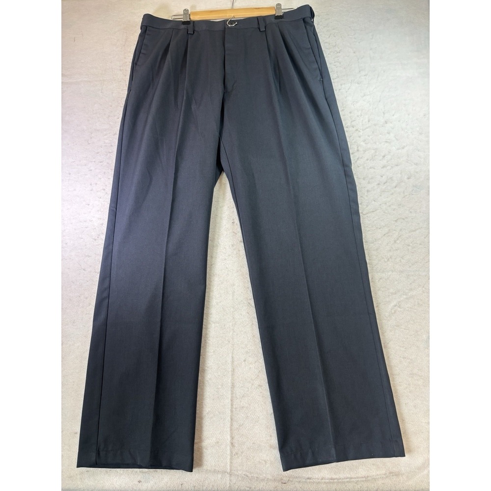 Haggar Cool 18 Pro Men's 36x30 Pleated Front Dress Pants Navy Trousers Office